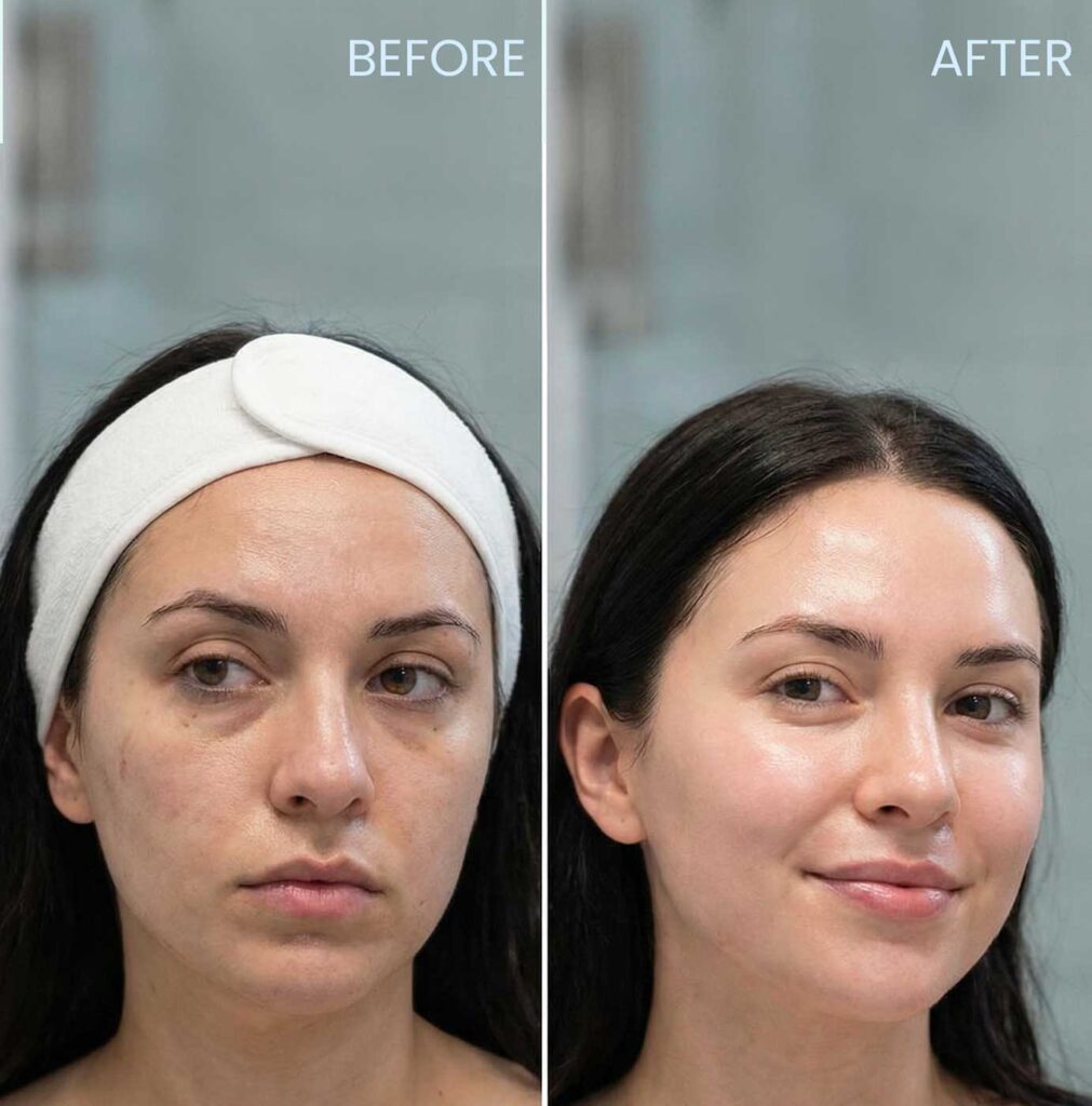 Gesichtsreinigung before and after